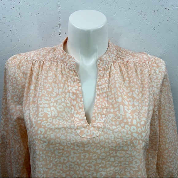 Gap Peach Leopard Print Blouse M - Picture 2 of 7